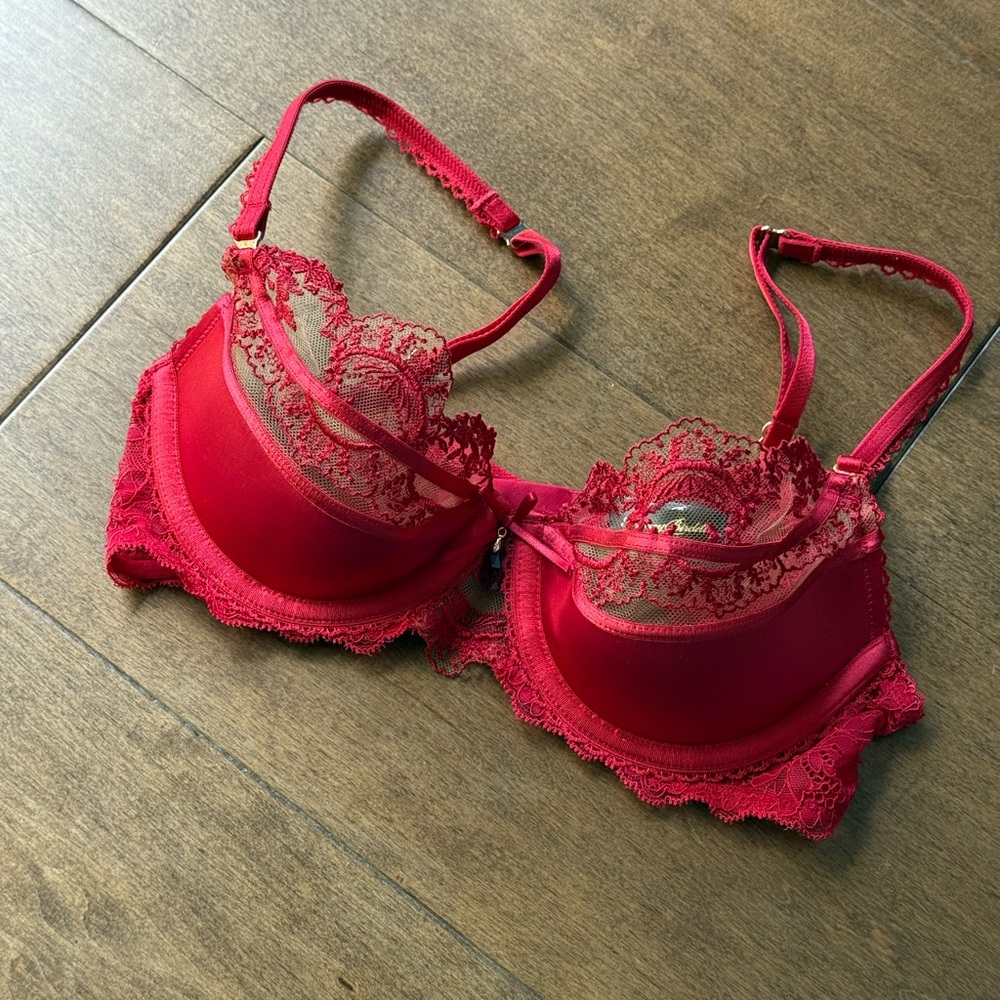 Honey Birdette red bra.